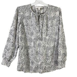 Nordstrom Collection silk polka dot long sleeve blouse women Size Small stretchy